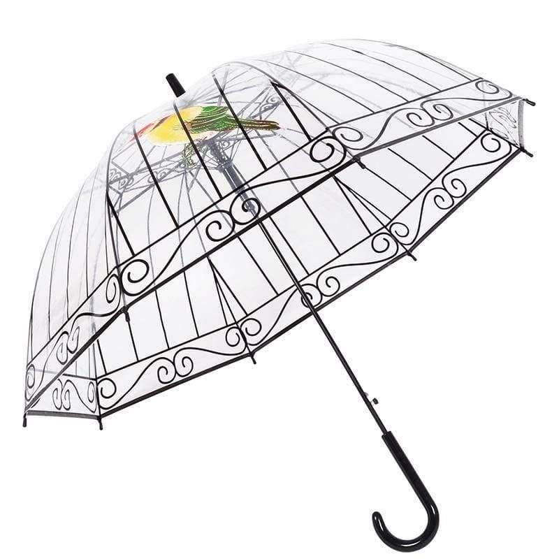 Avelena | 1 Stück Plastikeva Transparente Regenschirme Süßer Vogelkäfig Parasol Langer Stock Regen Klarer Bubble Regenschirm für Frauen
