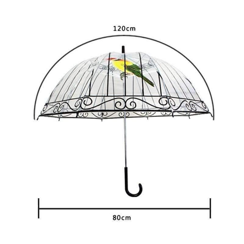 Avelena | 1 Stück Plastikeva Transparente Regenschirme Süßer Vogelkäfig Parasol Langer Stock Regen Klarer Bubble Regenschirm für Frauen