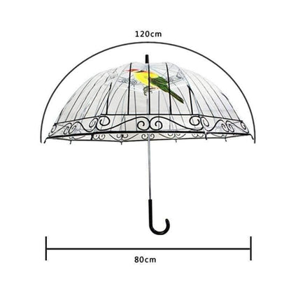 Avelena | 1 Stück Plastikeva Transparente Regenschirme Süßer Vogelkäfig Parasol Langer Stock Regen Klarer Bubble Regenschirm für Frauen