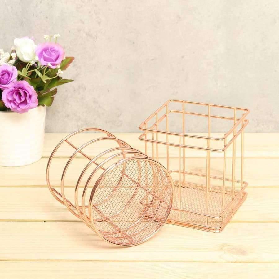 Avelena | 1 Stück Rose Gold Metall Stift Halter Box Fall Organizer Home Schreibtisch Bürobedarf Dekor Hochwertige Büro Schule Schreibtisch Zubehör