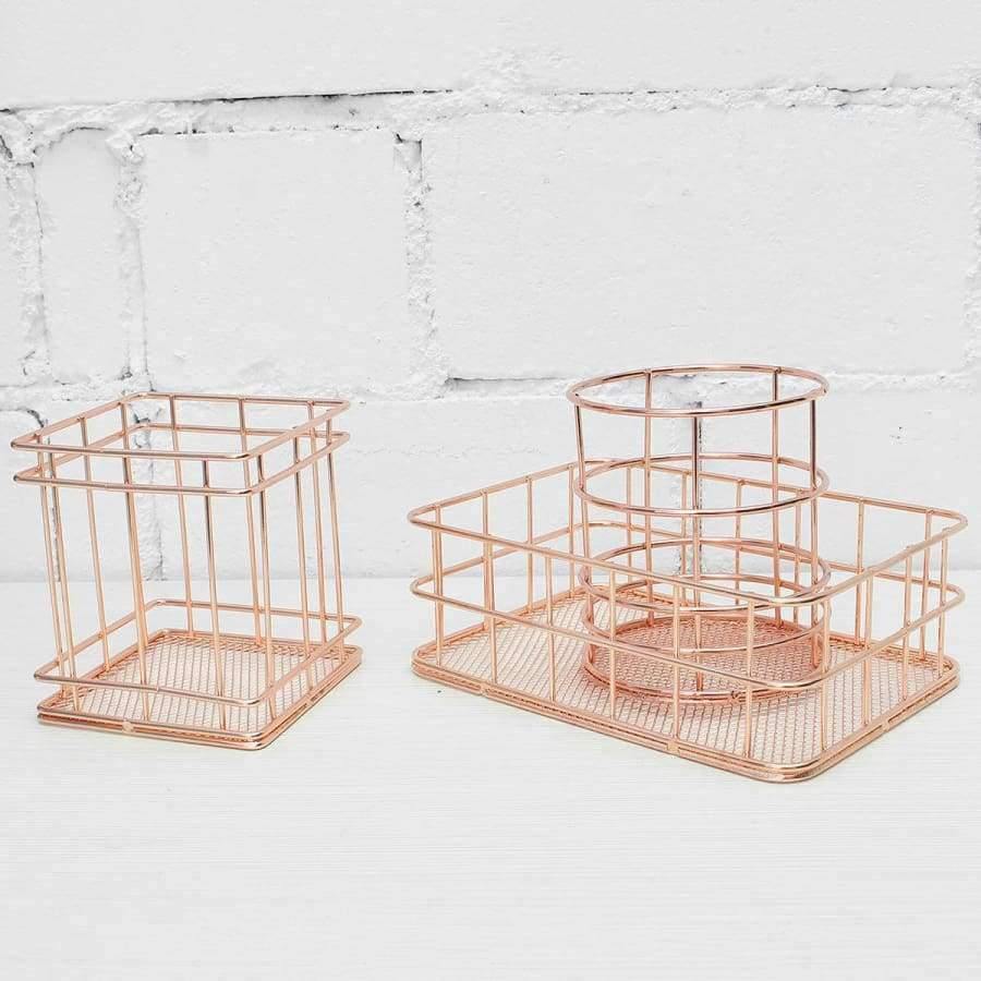 Avelena | 1 Stück Rose Gold Metall Stift Halter Box Fall Organizer Home Schreibtisch Bürobedarf Dekor Hochwertige Büro Schule Schreibtisch Zubehör