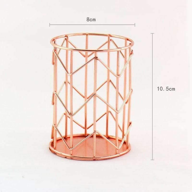 Avelena | 1 Stück Rose Gold Metall Stift Halter Box Fall Organizer Home Schreibtisch Schreibwaren Dekor Büro Schule Schreibtisch Zubehör Supplies H0176