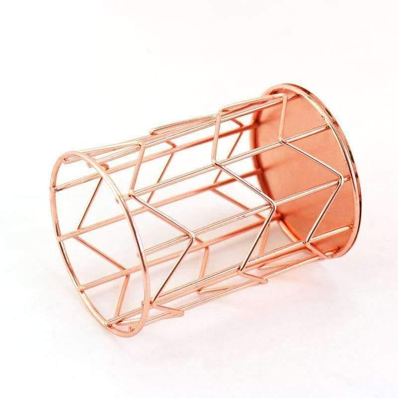 Avelena | 1 Stück Rose Gold Metall Stift Halter Box Fall Organizer Home Schreibtisch Schreibwaren Dekor Büro Schule Schreibtisch Zubehör Supplies H0176