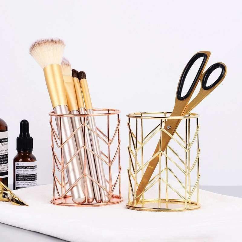Avelena | 1 Stück Rose Gold Metall Stift Halter Box Fall Organizer Home Schreibtisch Schreibwaren Dekor Büro Schule Schreibtisch Zubehör Supplies H0176
