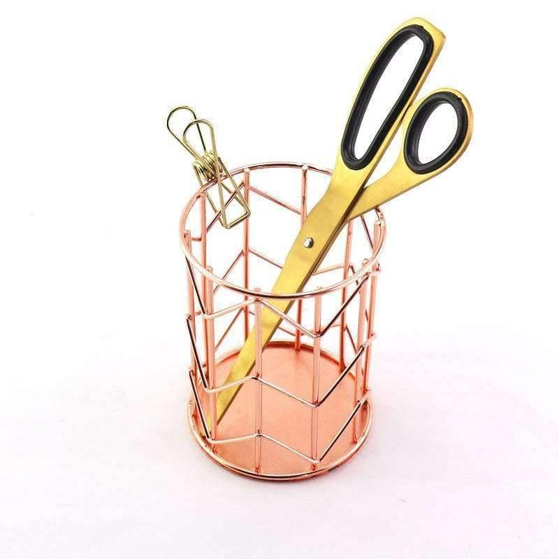 Avelena | 1 Stück Rose Gold Metall Stift Halter Box Fall Organizer Home Schreibtisch Schreibwaren Dekor Büro Schule Schreibtisch Zubehör Supplies H0176