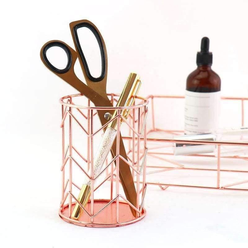 Avelena | 1 Stück Rose Gold Metall Stift Halter Box Fall Organizer Home Schreibtisch Schreibwaren Dekor Büro Schule Schreibtisch Zubehör Supplies H0176
