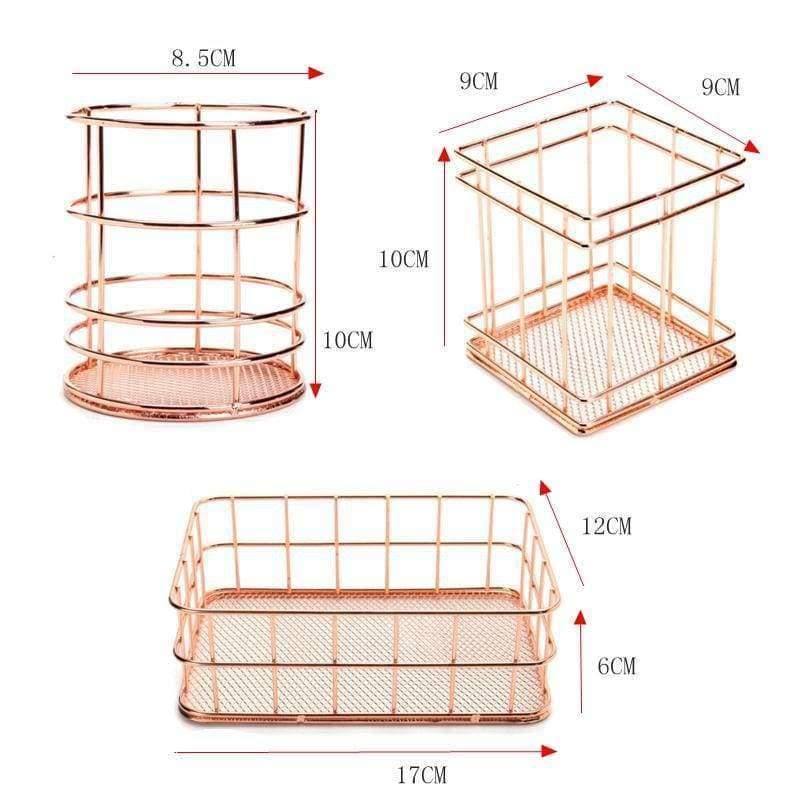 Avelena | 1 Stck Roségold Metall Stifthalter Etui Halter Box Organizer Wohnkultur Tisch Schreibtisch Zubehör Büromaterial Tisch Schreibtisch Zubehör
