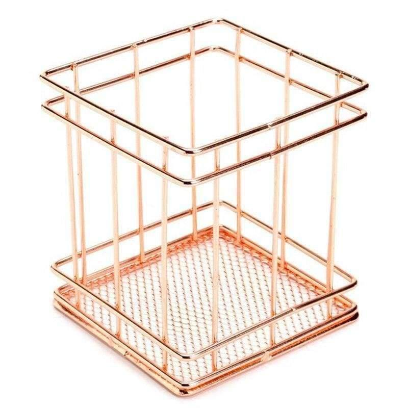 Avelena | 1 Stck Roségold Metall Stifthalter Etui Halter Box Organizer Wohnkultur Tisch Schreibtisch Zubehör Büromaterial Tisch Schreibtisch Zubehör
