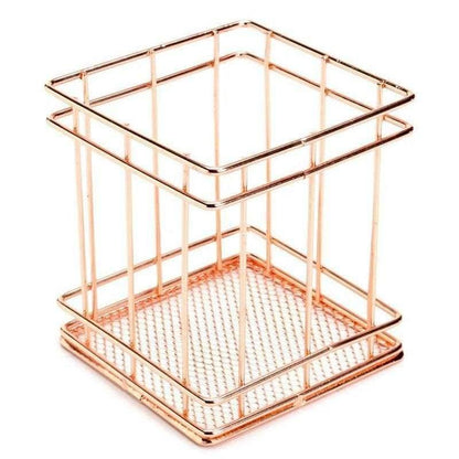 Avelena | 1 Stck Roségold Metall Stifthalter Etui Halter Box Organizer Wohnkultur Tisch Schreibtisch Zubehör Büromaterial Tisch Schreibtisch Zubehör