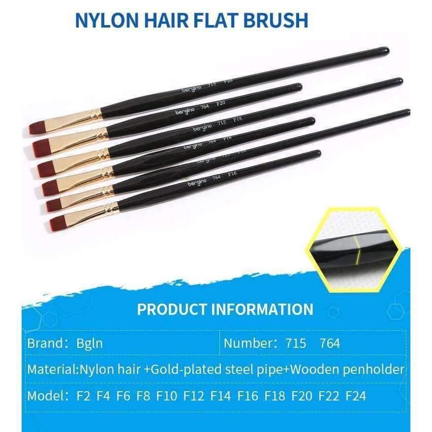 Avelena | 1 Stück Nylon Haar Flachpinsel Verschiedene Formen Aquarell Malpinsel Lange Griffe Öl Acrylmalerei Pinsel Kunstbedarf 715 764