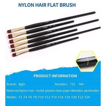 Avelena | 1 Stück Nylon Haar Flachpinsel Verschiedene Formen Aquarell Malpinsel Lange Griffe Öl Acrylmalerei Pinsel Kunstbedarf 715 764