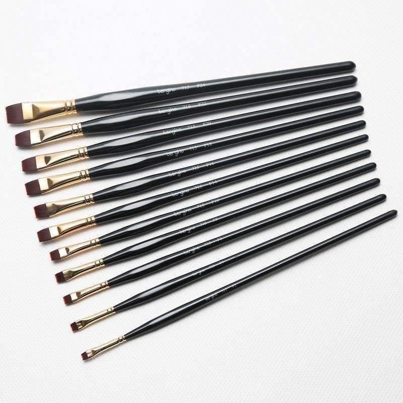 Avelena | 1 Stück Nylon Haar Flachpinsel Verschiedene Formen Aquarell Malpinsel Lange Griffe Öl Acrylmalerei Pinsel Kunstbedarf 715 764
