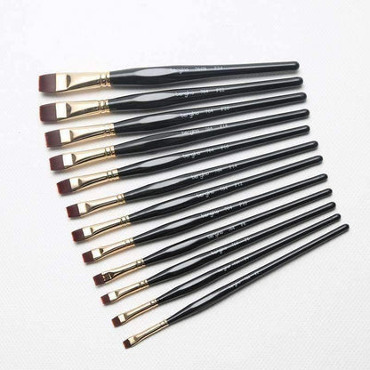 Avelena | 1 Stück Nylon Haar Flachpinsel Verschiedene Formen Aquarell Malpinsel Lange Griffe Öl Acrylmalerei Pinsel Kunstbedarf 715 764