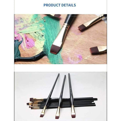 Avelena | 1 Stück Nylon Haar Flachpinsel Verschiedene Formen Aquarell Malpinsel Lange Griffe Öl Acrylmalerei Pinsel Kunstbedarf 715 764