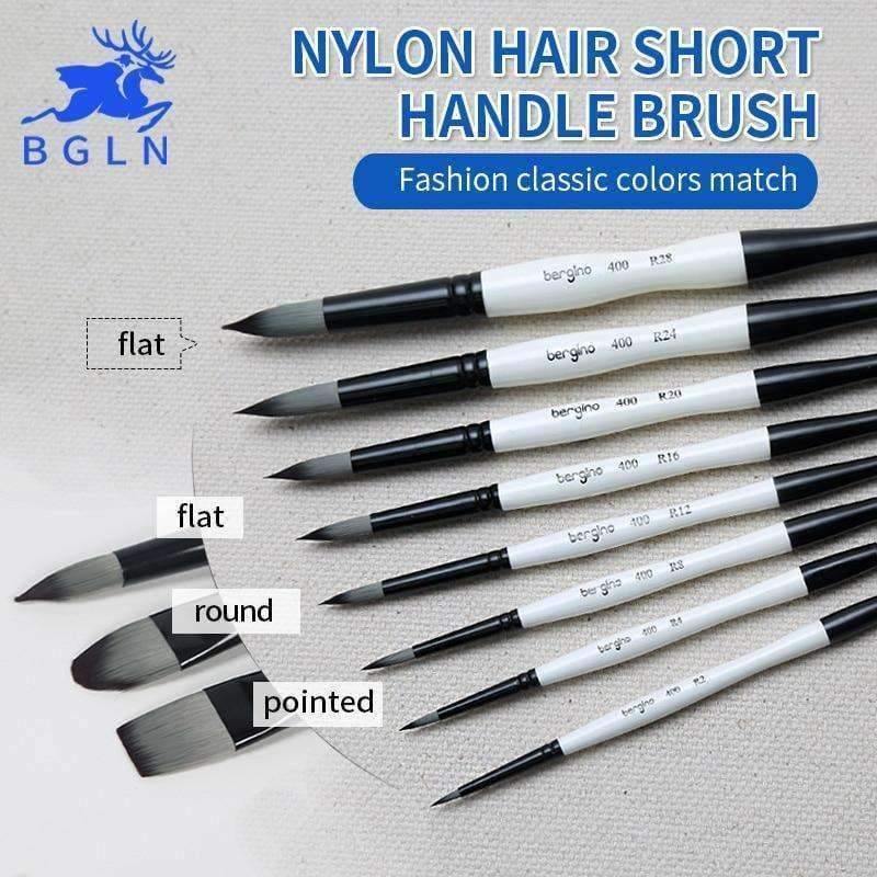 Avelena | 1 Stück Nylon Haar Professionelle Aquarellpinsel Rund Flach Spitz Aquarell Öl Acryl Malpinsel Kunstbedarf