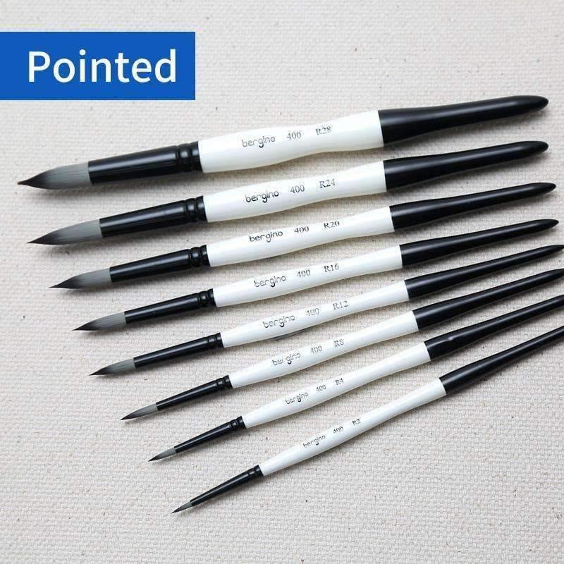 Avelena | 1 Stück Nylon Haar Professionelle Aquarellpinsel Rund Flach Spitz Aquarell Öl Acryl Malpinsel Kunstbedarf