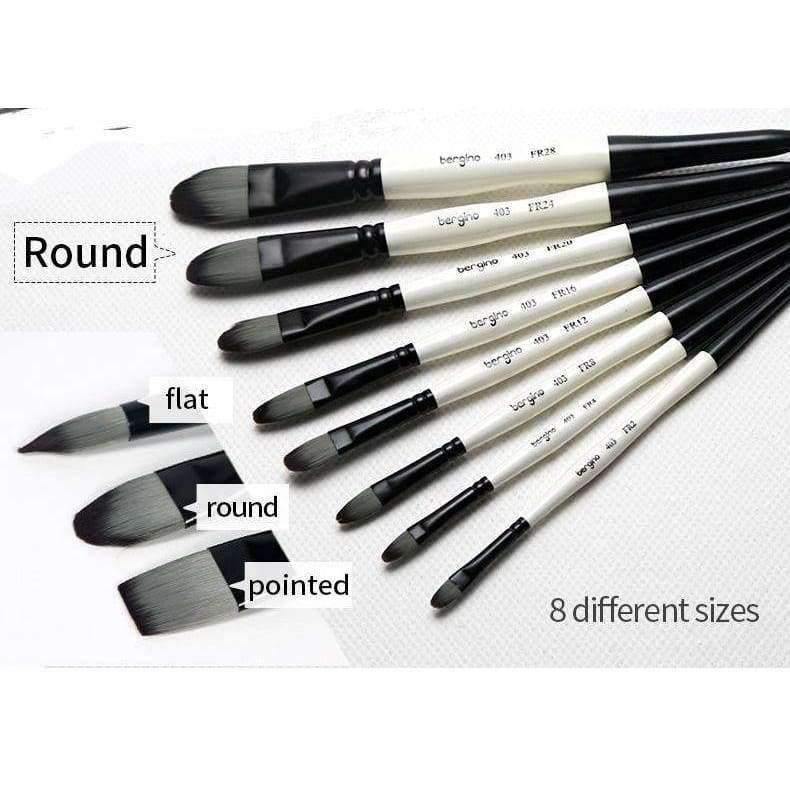 Avelena | 1 Stück Nylon Haar Professionelle Aquarellpinsel Rund Flach Spitz Aquarell Öl Acryl Malpinsel Kunstbedarf