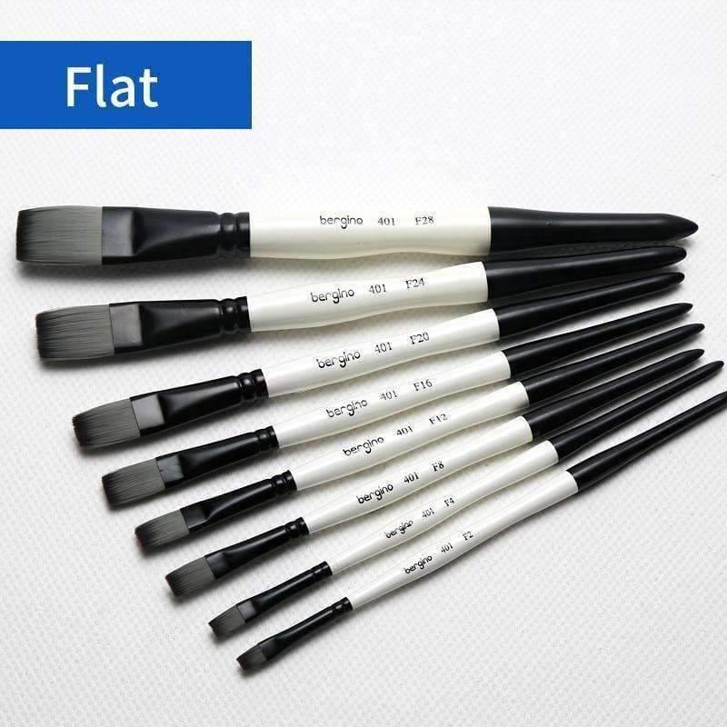 Avelena | 1 Stück Nylon Haar Professionelle Aquarellpinsel Rund Flach Spitz Aquarell Öl Acryl Malpinsel Kunstbedarf