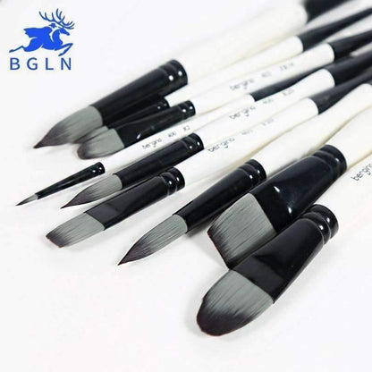 Avelena | 1 Stück Nylon Haar Professionelle Aquarellpinsel Rund Flach Spitz Aquarell Öl Acryl Malpinsel Kunstbedarf