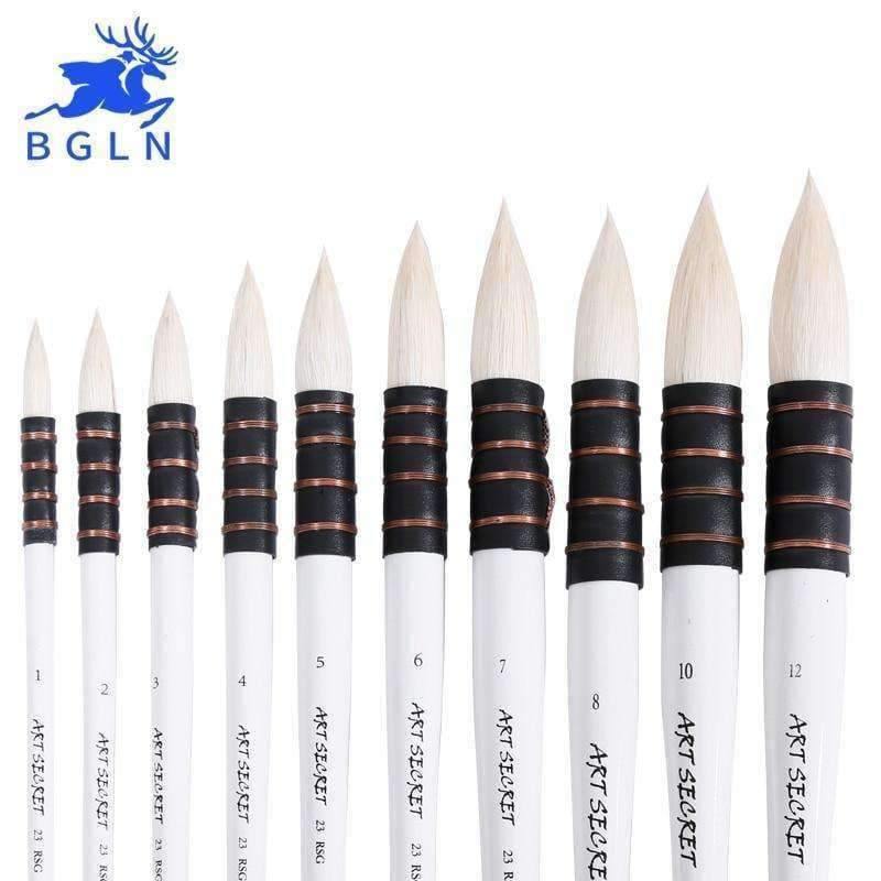 Avelena | 1 Stück Wollhaar Aquarellpinsel Professionell Spitz Schwarz&Weiß Griff Malpinsel Kunstbedarf 23Rsg