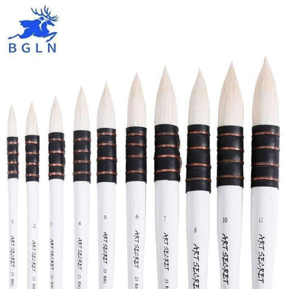 Avelena | 1 Stück Wollhaar Aquarellpinsel Professionell Spitz Schwarz&Weiß Griff Malpinsel Kunstbedarf 23Rsg