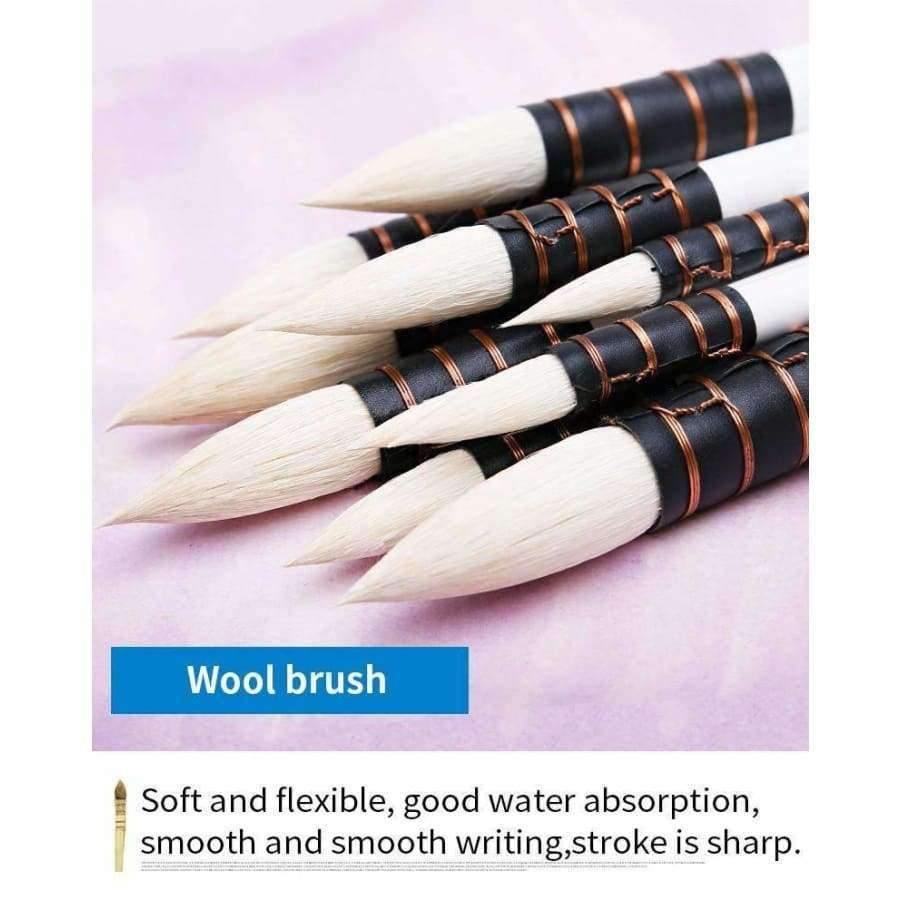 Avelena | 1 Stück Wollhaar Aquarellpinsel Professionell Spitz Schwarz&Weiß Griff Malpinsel Kunstbedarf 23Rsg