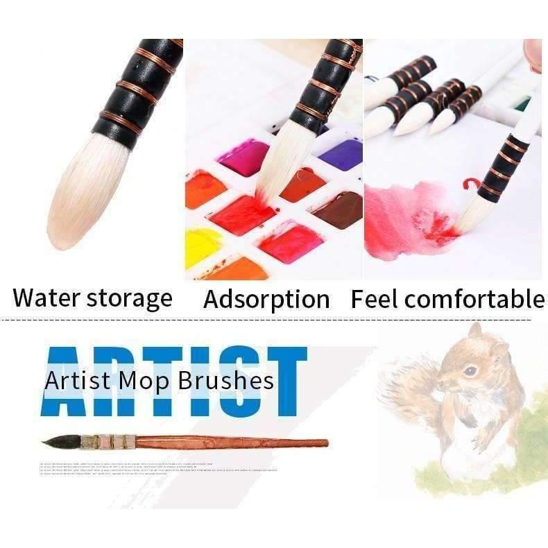 Avelena | 1 Stück Wollhaar Aquarellpinsel Professionell Spitz Schwarz&Weiß Griff Malpinsel Kunstbedarf 23Rsg