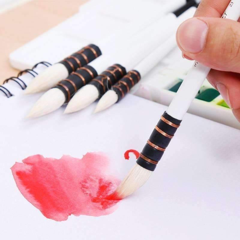 Avelena | 1 Stück Wollhaar Aquarellpinsel Professionell Spitz Schwarz&Weiß Griff Malpinsel Kunstbedarf 23Rsg