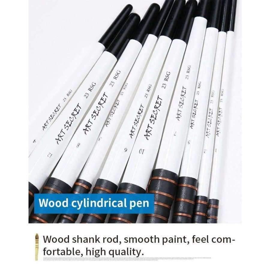 Avelena | 1 Stück Wollhaar Aquarellpinsel Professionell Spitz Schwarz&Weiß Griff Malpinsel Kunstbedarf 23Rsg