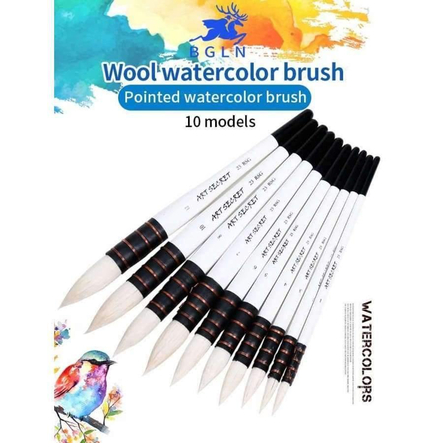 Avelena | 1 Stück Wollhaar Aquarellpinsel Professionell Spitz Schwarz&Weiß Griff Malpinsel Kunstbedarf 23Rsg
