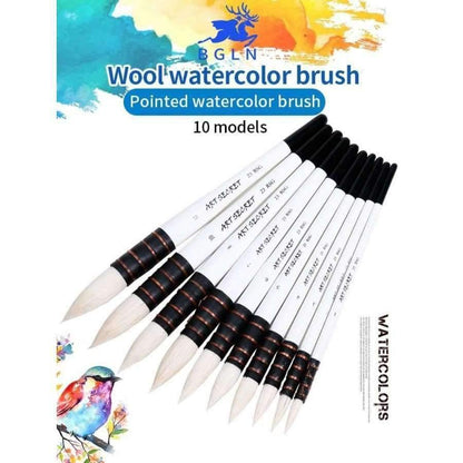 Avelena | 1 Stück Wollhaar Aquarellpinsel Professionell Spitz Schwarz&Weiß Griff Malpinsel Kunstbedarf 23Rsg