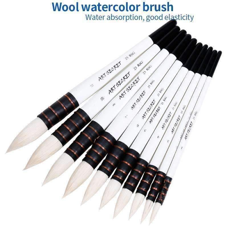 Avelena | 1 Stück Wollhaar Aquarellpinsel Professionell Spitz Schwarz&Weiß Griff Malpinsel Kunstbedarf 23Rsg