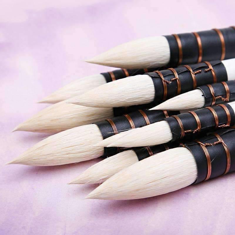 Avelena | 1 Stück Wollhaar Aquarellpinsel Professionell Spitz Schwarz&Weiß Griff Malpinsel Kunstbedarf 23Rsg