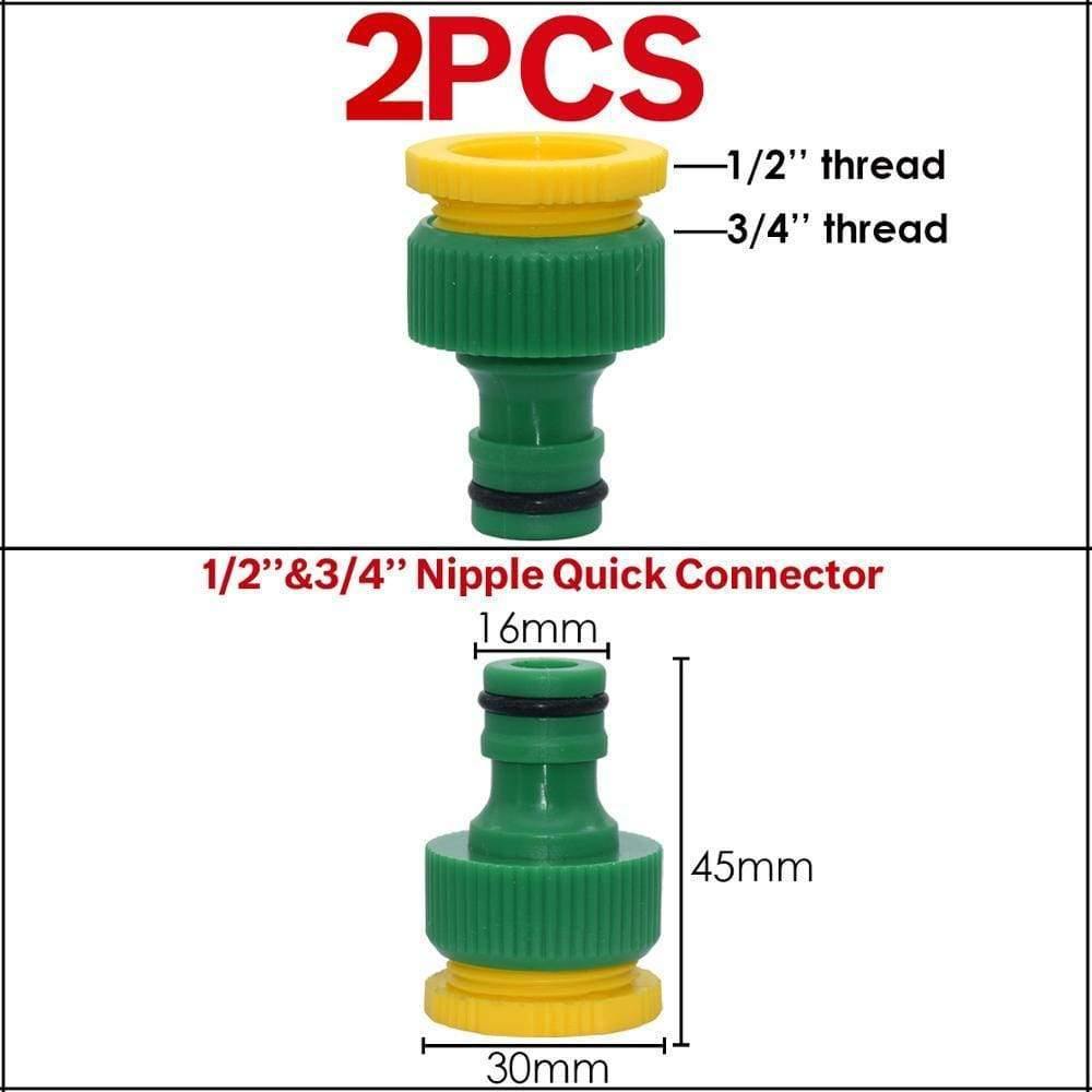 Avelena | Gartenwasserhahn-Adapter Schnellverbinder 1/2 3/4 Tropfbewässerung Wasserverteiler mit Außengewinde und Innengewinde 1/4 Schlauch