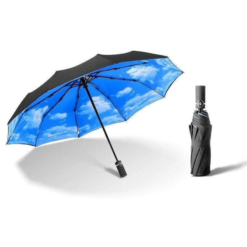 Avelena | Luxus Winddicht Faltender Automatischer Blau Himmel&Weiße Wolken Regenschirm für Frauen Männer Uv Auto Sonnen Regen Regenschirm Damen Yd063