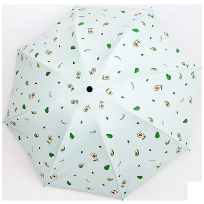 Avelena | Design Cartoon Avocado Regenschirme Frucht Kreativer Klappregenschirm für Frauen Männer Anti-Uv Lieblicher Regenschirm Yd200036