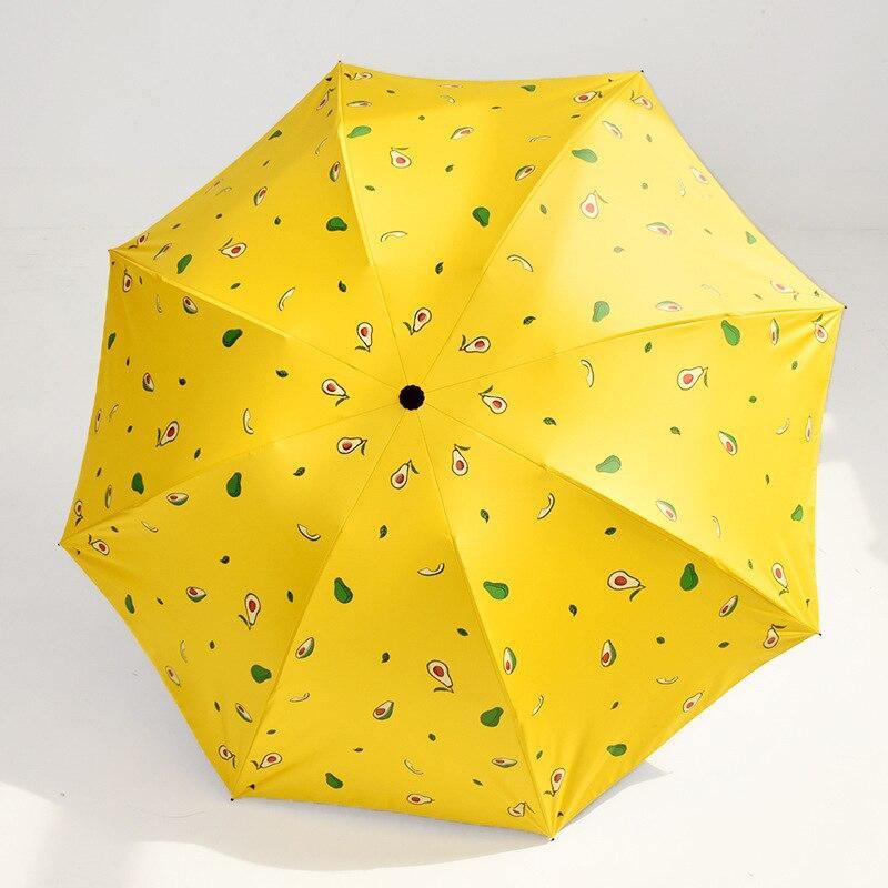 Avelena | Design Cartoon Avocado Regenschirme Frucht Kreativer Klappregenschirm für Frauen Männer Anti-Uv Lieblicher Regenschirm Yd200036