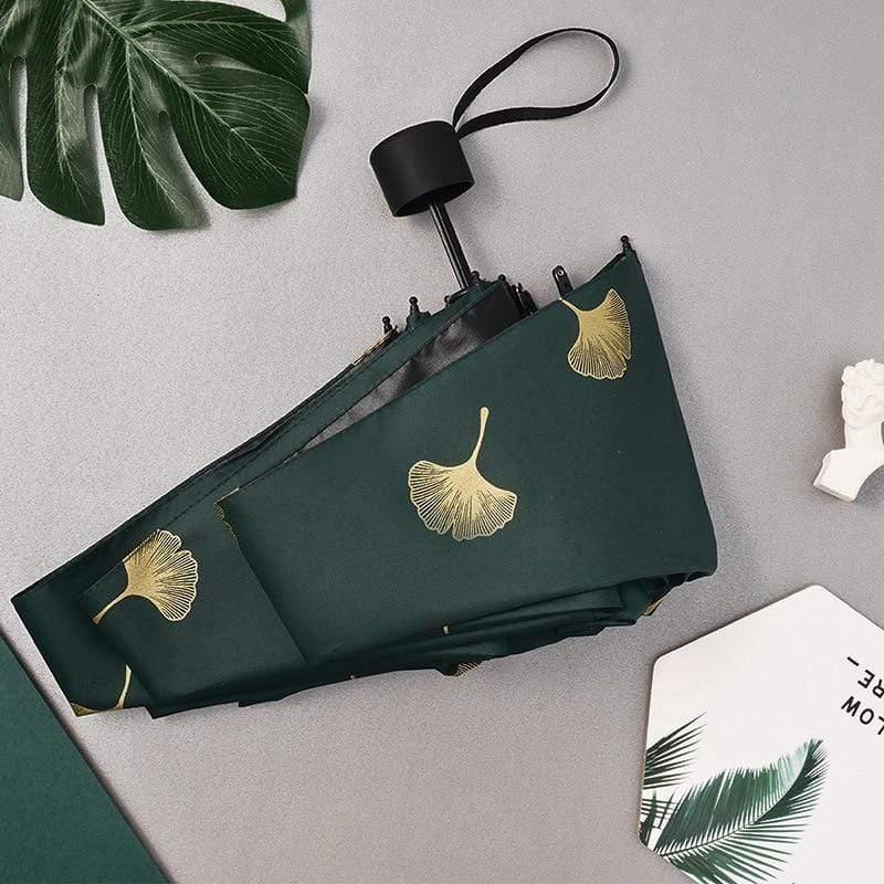 Avelena | Mode Ginkgo Biloba Automatikregenschirme Winddicht Faltbare Regenschirme mit Blättern für Frauen Parasol Uv Blatt Paraguas Yd213