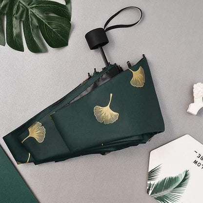 Avelena | Mode Ginkgo Biloba Automatikregenschirme Winddicht Faltbare Regenschirme mit Blättern für Frauen Parasol Uv Blatt Paraguas Yd213
