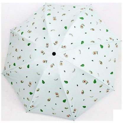 Avelena | Design Cartoon Avocado Regenschirme Frucht Kreativer Klappregenschirm für Frauen Männer Anti-Uv Lieblicher Regenschirm Yd200036