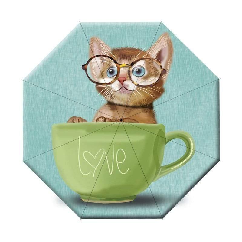 Avelena | Faltbarer Automatischer Cartoon Katze Regenschirm für Frauen Uv Regenfester Regenschirm Parasol Regen Sonne Cartoon Tier Regenschirme Yd200053