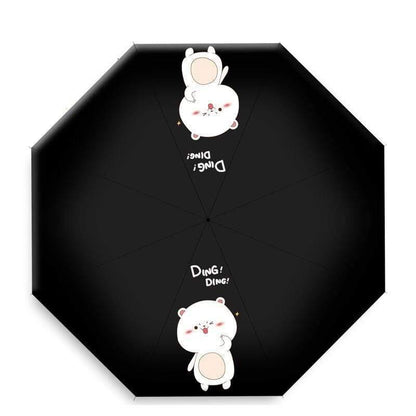 Avelena | Faltbarer Automatischer Cartoon Katze Regenschirm für Frauen Uv Regenfester Regenschirm Parasol Regen Sonne Cartoon Tier Regenschirme Yd200053