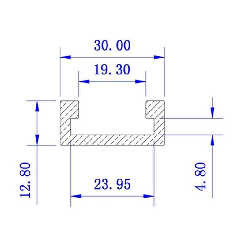 Avelena | Blau 300-1000Mm T-Slot T-Slot Gehrungsfräser Gerät Slot 30X12.8Mm für Tischsäge Routertisch Holzwerkzeug Neu