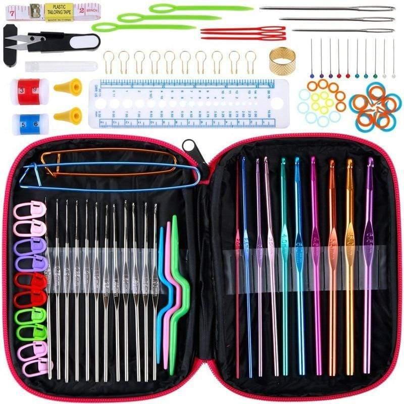 Avelena | Häkelnadelset mit Tasche 14 Stile Stricknadeln Set Diy Nadel Kunst Handwerk Scheren Marker Nähwerkzeuge Gyh