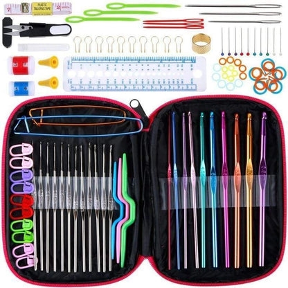 Avelena | Häkelnadelset mit Tasche 14 Stile Stricknadeln Set Diy Nadel Kunst Handwerk Scheren Marker Nähwerkzeuge Gyh