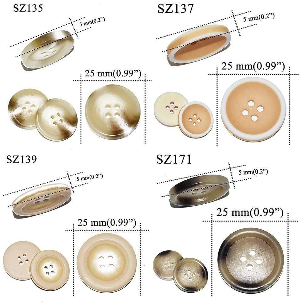 Avelena | 10 Stück 25 Mm Große Matte Runde Modeharzknöpfe Nähzubehör für Mäntel Anzüge Dekorative Fancy Knopf Handgemacht 4 Löcher