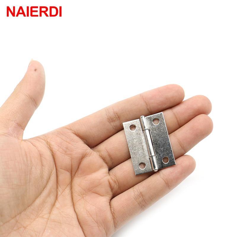 Avelena | 10 Stück Türscharnier 1,5 Zoll Edelstahl Mini Schublade Schmuckkästchen Silber Schrank Scharniere für Dekoration Möbel Hardware