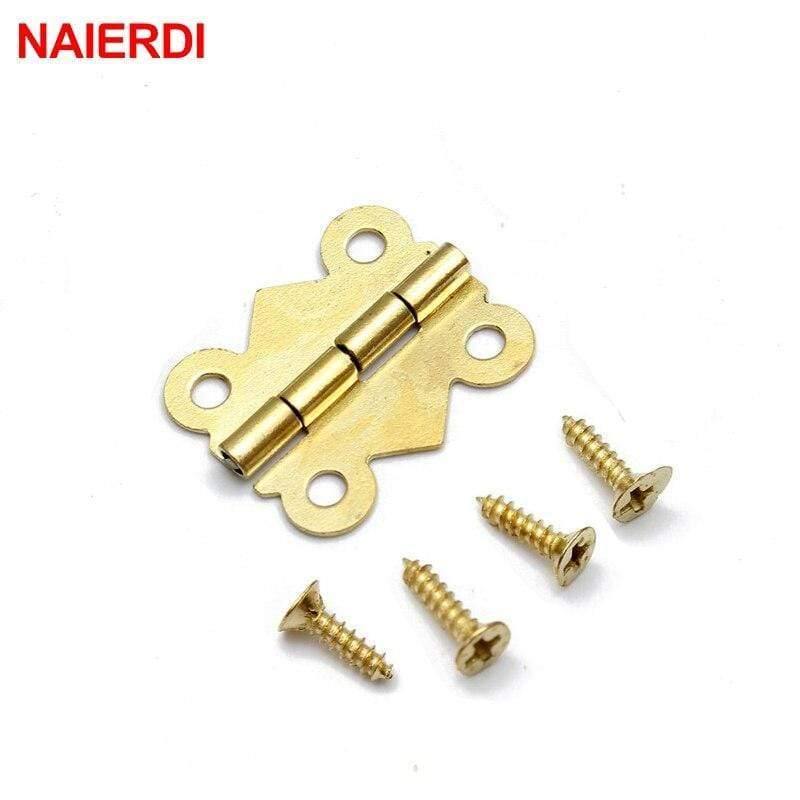 Avelena | 10 Stück Mini Schmetterlings-Türscharniere Gold Silber Bronze Schrank Schublade Schmuckbox Dekoration Scharnier für Möbelbeschläge