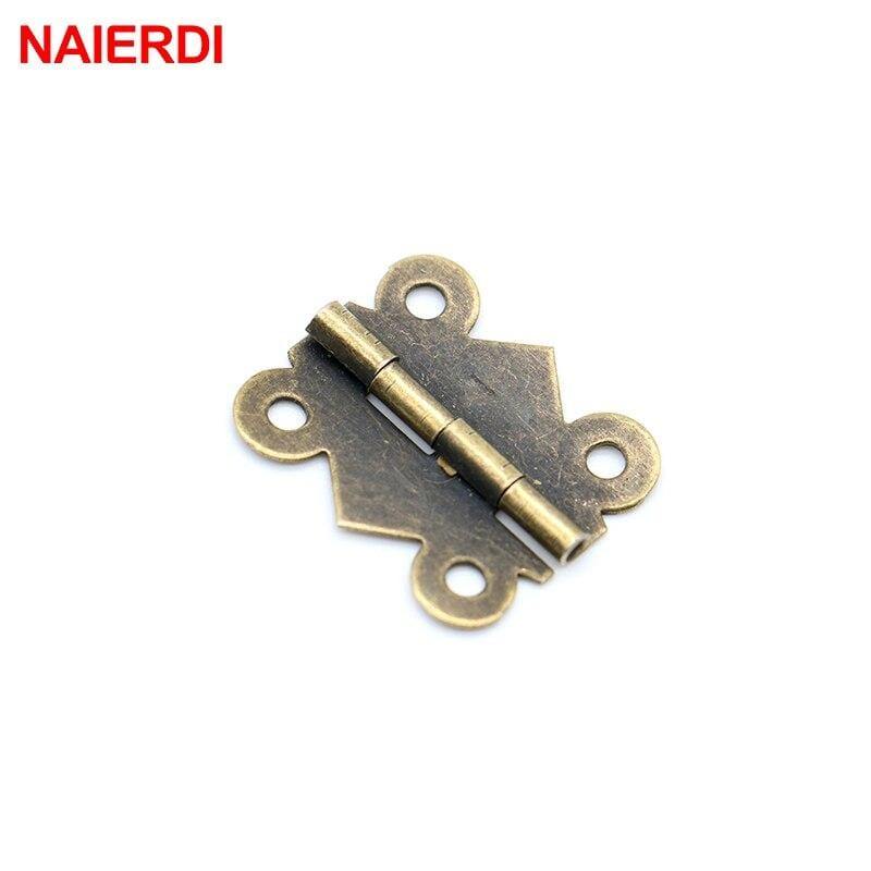 Avelena | 10 Stück Mini Schmetterlings-Türscharniere Gold Silber Bronze Schrank Schublade Schmuckbox Dekoration Scharnier für Möbelbeschläge