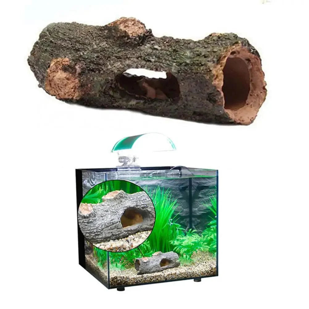 Avelena | Aquarium Hohlbaum Tunnel Höhle Ornament Fisch Garnele Schildkröte Versteck Schutz Fischtank Dekorationen Fischschüssel Zubehör